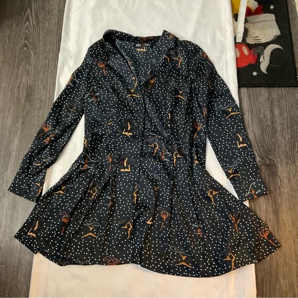 ZARA Dancing Girls Polka Dot Mini V-Neck Dress M NEW Without Tag Coquette Girl - Picture 4 of 11